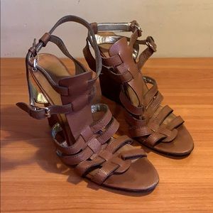 Brown Nine West Gladiator Heels
